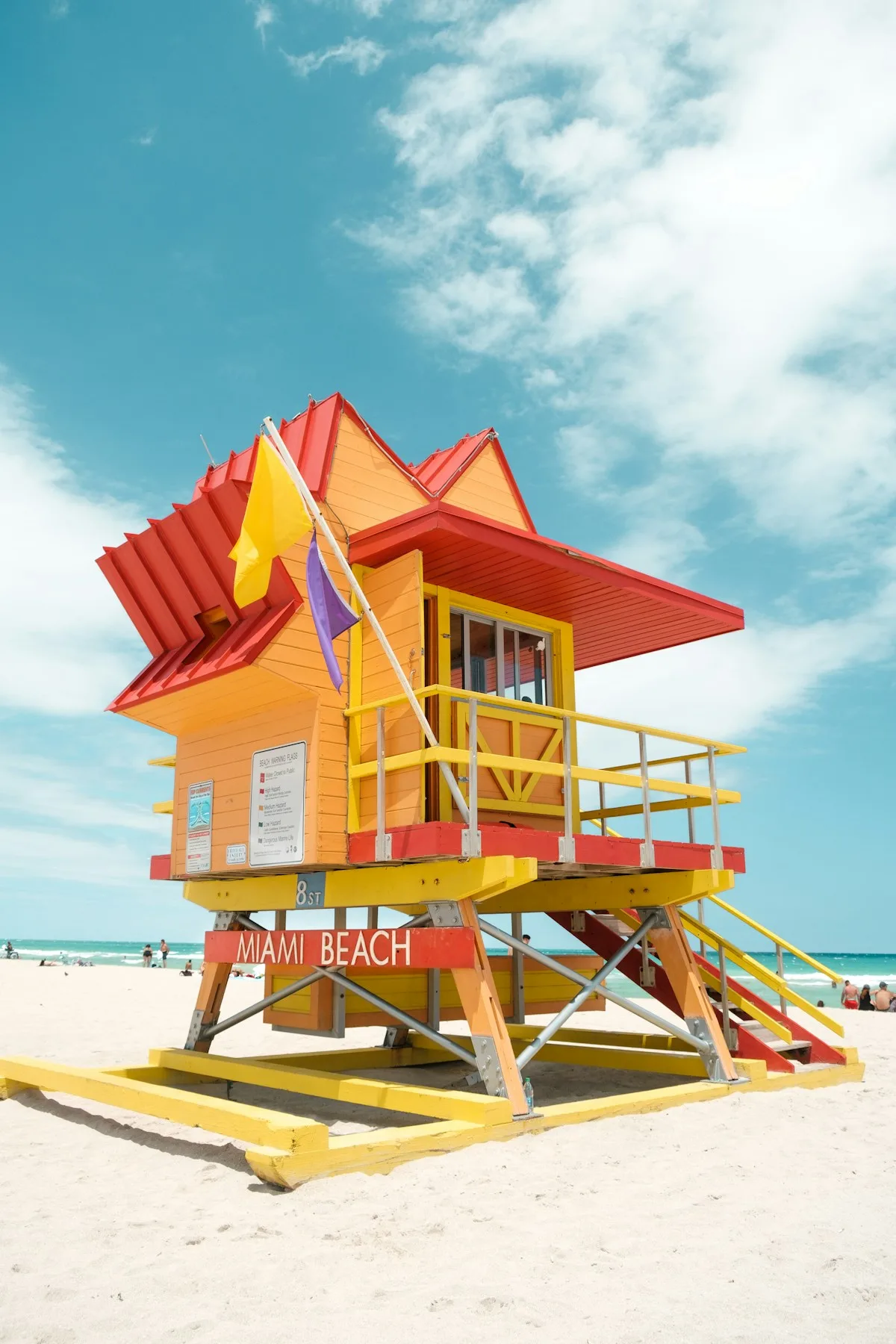 Colorful lifeguard tower on Miami Beach